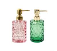 Large 18oz Glass Liquid Soap Dispenser Two Pack(pink)