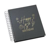Large 18th Birthday Photo Album Memory Keepsake, Present Design, Multiple Colour Options, Fits 6x4 or 5x7 Photos (Black, 4 x 6 Inch)