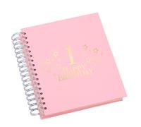 Large 1st Birthday Photo Album Memory Keepsake, Stars Design, Multiple Colour Options, Fits 6x4 or 5x7 Photos (Pink, 5 x 7 Inch)