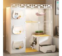 Large 2/3-Tier Cat Kennels, Cat Cages Indoor, Transparent Cat Villa, Closed Cat Litter Box, Detachable, Freedom Space (Size : 107x37x107cm) Warm as ever