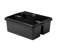 Large 2-Compartment Cleaning Caddy With Handle - Rectangular Portable Storage Tidy For Kitchen, Bathroom, Garden, Garage & Office - Durable Plastic Utility Carry Basket Organiser (Midnight Greyish)