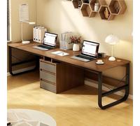 Large 2-Person Desk with 3 Drawers Walnut Double Study & Gaming Table 240cm Dual Workstation for Home Office & Computer Use Modern Wooden Writing Table