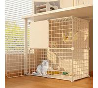 Large 2-Story Metal Wire Cat Enclosure with Detachable Ladder, Indoor DIY Playpen for Safe Play and Relaxation of Small Animals