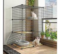 Large 2-Tier Cat Cage Indoor | Collapsible & Portable Metal Wire Cat House | Ideal For 1-2 Cats & Small Pets Like Guinea Pigs | Durable & Spacious Design,75 * 49 * 109cm