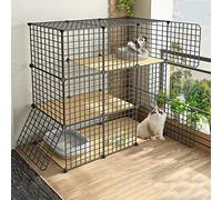 Large 2-Tier Cat Cage Indoor | Collapsible & Portable Metal Wire Cat House | Ideal For 1-2 Cats & Small Pets Like Guinea Pigs | Durable & Spacious Design,111 * 49 * 109cm