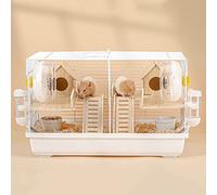 Large 2 Tier Hamster Cage with Accessories for Syrian Dwarf Russian and Gerbil Hamsters Small Animal Habitat for Mice White Color