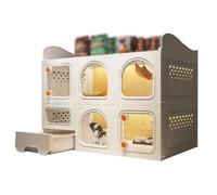 Large 2-Tier Indoor Cat Cage With Storage, Litter Box & Exercise Kennel For Multiple Cats - Spacious, Durable, Easy Clean Cat Condo For Play & Rest,White