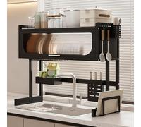 Large 2-Tier Over The Sink Dish Drying Rack, Kitchen Counter Utensil Holder, Space-Saving for Countertop Storage