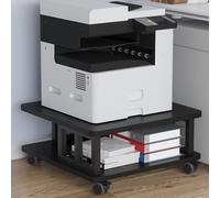 Large 2-Tier Rolling Printer Stand with Storage Shelf, Heavy-Duty Under Desk Organizer for Home Office, Movable Printer Cart (Black, 50x50x38 cm)