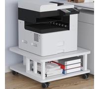 Large 2-Tier Under Desk Printer Stand with Storage Shelf, Heavy Duty Rolling Cart and Copier nizer for Home Office, Movable Printer Holder (Black, 50x50x38 cm)