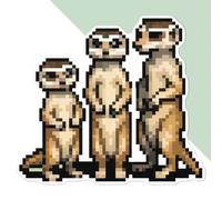 Large 210mm 'Pixel Art Meerkat Family' Permanent Sticker Decal for Cars/Windows/Bins/Walls etc (DW00103730)