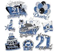 Large 21st Birthday Cruise Door Magnets Decorations,Blue Black Silver Happy 21st Birthday Cruise Ship Door Decor Magnetic for Men Women Anniversary Party Supplies Door Refrigerator Fridge Car Kitchen