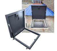 Large 22-39 Inch Roof Access Hatch - Black Steel Security Door for Wellhead, Cellar, Basement & Attic Skylight - Easy Installation (33.5x21 inch)
