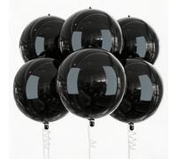 Large 22 Inch 4D Metallic Foil Balloons, Self-Sealing Reusable Jumbo Round Balloons, Party Decorations, Pack of 6 with Ribbon