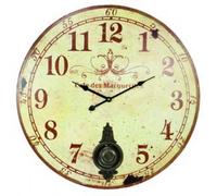 Large 23" Wall Clock with Pendulum ~ Antique French Provincial Style