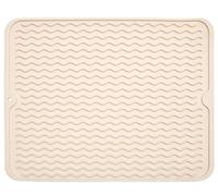 Large 24" x 18" Silicone Dish Drying Mat for Kitchen Counter, Easy clean, Quick Dry, Heat-resistant Dish Drainer Mat for Sink,Refrigerator or Drawer liner (Food Grade Silicone-Beige)