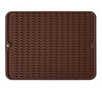Large 24" x 18" Silicone Dish Drying Mat for Kitchen Counter, Easy clean, Quick Dry, Heat-resistant Dish Drainer Mat for Sink,Refrigerator or Drawer liner (Food Grade Silicone-Coffee)
