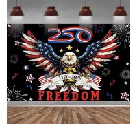 Large 250th Anniversary Backdrop Banner 250 Years of Freedom America Eagle 1776-2026 July 4th Independence Day Wall Decor Bulletin Board Background for Outdoor Party Decorations, 5×7ft