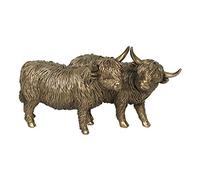 Large 25cm Leonardo Bronzed Highland Cows ornament sculpture figurine gift boxed