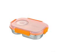 Large 27cm Stainless Food Container Orange(Orange) | 3 separate sections, keeps flavors apart, fresh meals, leak- for proof locks, stainless steel build