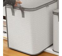 Large 280L Storage Bags for Blankets & Comforters - Foldable, Reinforced Handle, Sturdy Zippers, Gray