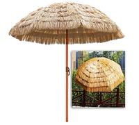 Large 2m Patio Garden Hawaii Beach Sun Imitation Straw Umbrella, Folding Tilting Portable Round