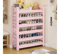 Large 3-6 Tiers Shoe Rack for 18 Pairs Sturdy Space-Saving Metal Shoe with Foot Pads Ideal for Closet Entryway & Bedroom (Pink 80x80cm / 31.5x31.5in)