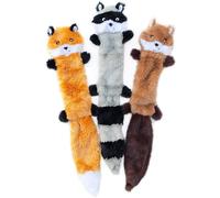 (Large (3 Count), 3 Skinny Peltz) ZippyPaws - Skinny Peltz No Stuffing Squeaky Plush Dog Toy, Fox, Raccoon, and Squirrel