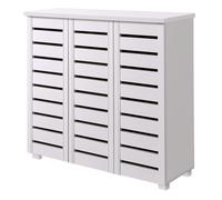 Large 3 Door Shoe Cabinet Wooden Storage Cupboard for Hallway Slatted Doors