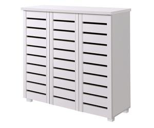 Large 3 Door Shoe Cabinet Wooden Storage Cupboard for Hallway Slatted Doors