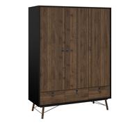 Large 3-Door Wardrobe - Drawers & Hanging Rail, Modern Bedroom Storage
