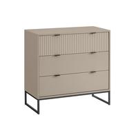 Large 3 Drawer Chest Of Drawers - Hesley Taupe Stone Range Melody Maison Grey One Size