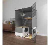 Large 3-Tier Cat Cage, Indoor DIY Cat Playpen, Cat Cabinet with Litter Box and Door Lock, Spacious Amusement Park, Easy to Clean (Color : Hardcover, Size : 75x39x109cm)