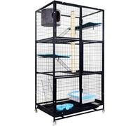Large 3-Tier Cat Cage Indoor & Outdoor Enclosure on Wheels, Pull-Out Tray, Balcony Cat Playpen with Platforms for Cats(S)