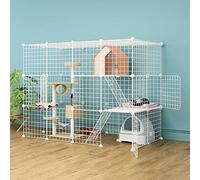 Large 3-Tier Cat Cage - Portable Indoor/Outdoor Pet Enclosure with Ladders, Anti-Jump Kitten Crate, Perfect Exercise Yard Fence for 1-5 Cats, Safe & Spacious Play Area