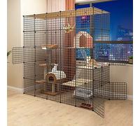 Large 3-Tier Cat Cage with Ladders - Portable Indoor/Outdoor Pet Enclosure, Anti-Jumping Kitten Crate, Ideal Exercise Yard Fence for 1-5 Cats, Durable & Spacious