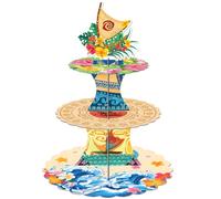 Large 3-Tier Tropical Hawaiian Cupcake Stand 12Inch Cardboard Cupcake Tray Dessert Tower Holder for Wedding Birthday Baby Shower Tropical Luau Theme Party Supplies