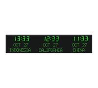 Large 3 - Time Zone Wall Clock for Home, Living Room, and Office - Editable City Name, Time, and Date, 143 * 30 * 6cm