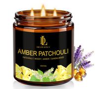 Large 3 Wick Jar Candle, Amber Patchouli Scented Candles, Natural Soy Candle for Home Scented, 12oz Candle Gifts for Women Men