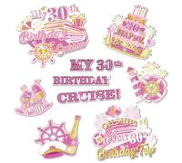 Large 30th Birthday Cruise Door Magnets Decorations, Rose Gold Pink Happy 30th Birthday Cruise Ship Door Decor Magnetic for 30th Women Men Anniversary Party Supplies Refrigerator Fridge Car Kitchen