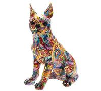Large (32cm high) Groovy Art bright coloured flower pattern Sitting Boston Terrier ornament figurine Frenchie Dog lover gift