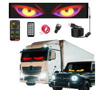 Large 35.4"x7.5" 1Pcs LED Devil Eyes for SUV/Truck Windshield, Eye Animated Light with DIY Text Flexible Soft Screen, Trucks Charger, Remote & APP Control