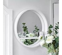 Large 35cm Wall Mounted White Wooden Mirror with Shelf Floating Shelf and Mirror Marco Paul White One Size