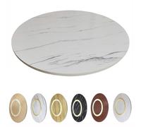 Large 36" Wooden Serving Tray - 360° Rotating Round Table Top Marble White Finish Ideal for Dining & Entertaining 90cm Kitchen Decor