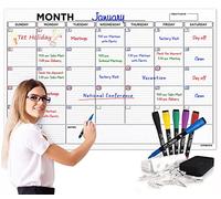 Large 36"x48" White Board Calendar Blank Dry Erase Calendar for Wall Big Dry Erase Wall Calendar Monthly Large Wall Calendar Dry Erase Board Planner Includes 6 Markers Eraser Push Pins & Mounting Tape