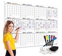 Large 36"x48" White Board Calendar for Wall 12 Month Planner Board Big Dry Erase Wall Calendar Monthly Large Includes 6 Markers Eraser Push Pins & Mounting Tape