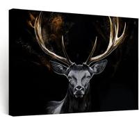 Large 3D Dark Gothic Canvas Wall Art for Living Room, Mystery Animals Elk Framed Canvas Wall Decor Pictures, 40 x 30 cm Painting Artwork for Bedroom Living Room Garden Hallway Office Gallery