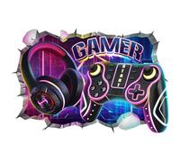 Large 3D Gaming Wall Stickers, 3D Effect Self-Adhesive Gaming Wall Artwork, Gamer Controller Video Game Joystick Wall Decals, Gaming Room Accessories Teenagers Boy Bedroom Playroom Wall Decor