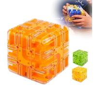 Large 3D Labyrinth Cube Puzzle, Engaging Brain Teaser Toy, Large Labyrinth Ball Game with 6-Side Challenge,Stress Relief & Logic Development Game for Teens (Orange)