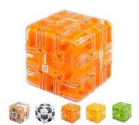 Large 3D Labyrinth Puzzle Maze Cube - Challenging Brain Teaser with Steel Ball, Logic Training IQ Game for Stress Relief, Educational Fidget Puzzle Gift (Orange)